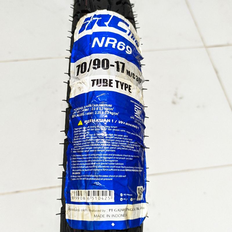 Ban Luar TubeType IRC 70/90-17 NR69 Sepeda Motor