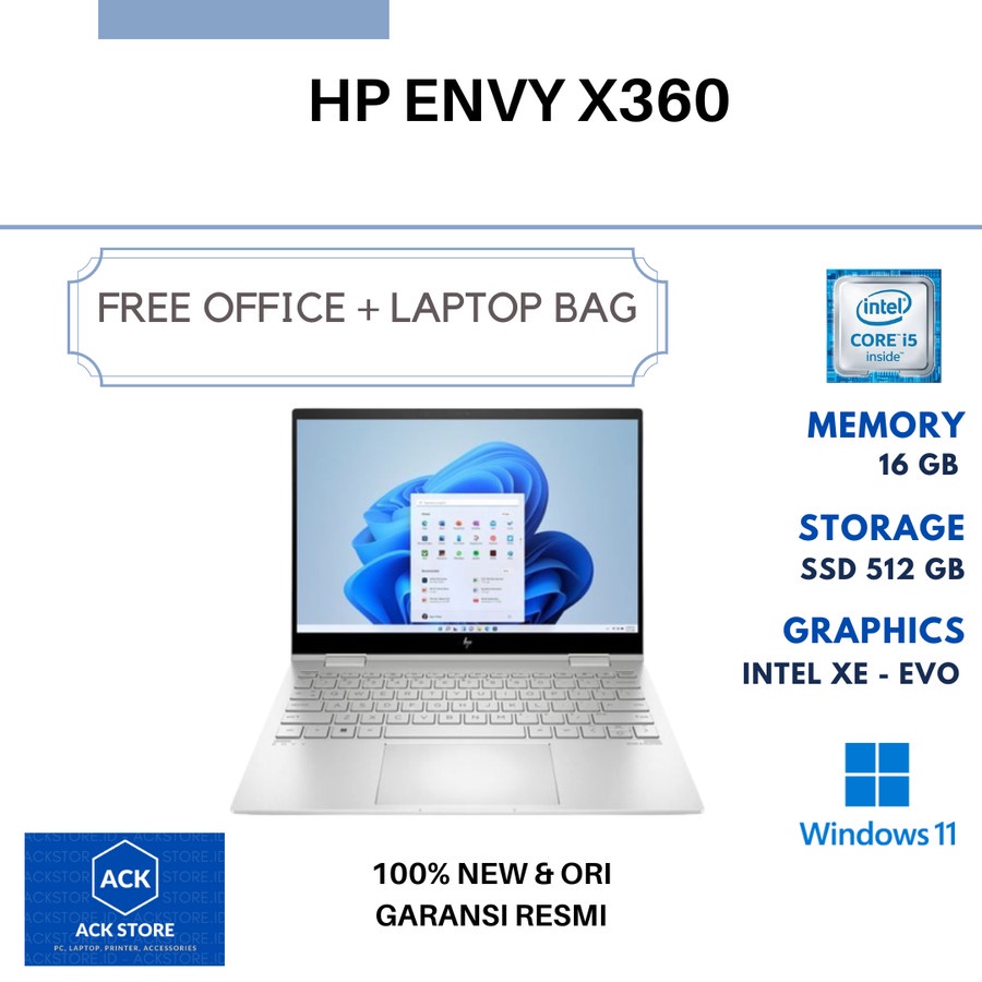 HP ENVY X360 BF0089TU i5-1230U 16GB SSD 512GB WIN11 OHS 13.3" EVO