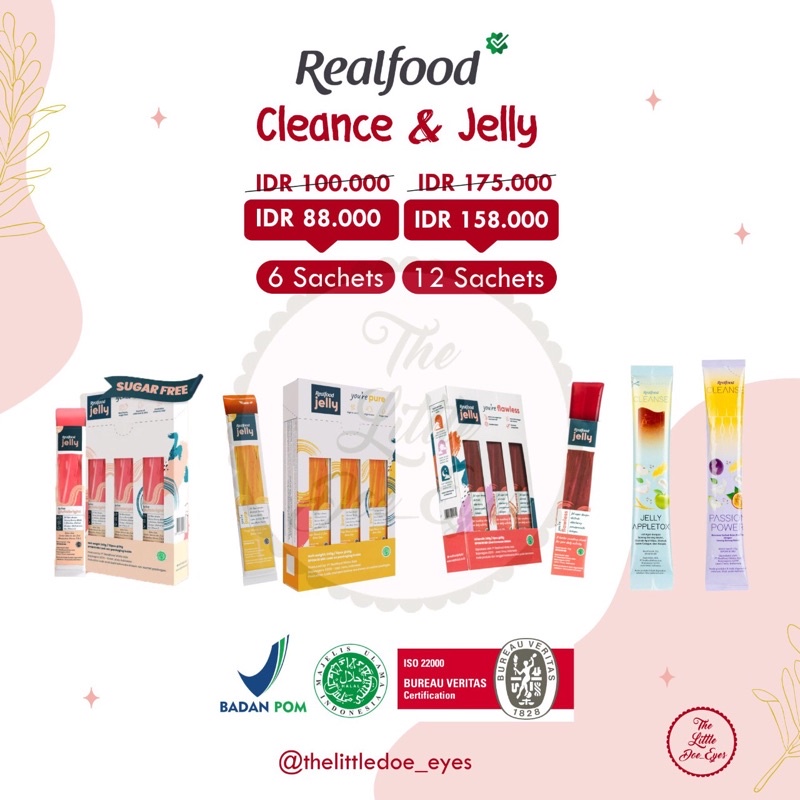 Realfood Cleanse Jelly Flawless / Pure / Lychee Glutation / Appletox / Passion Powder