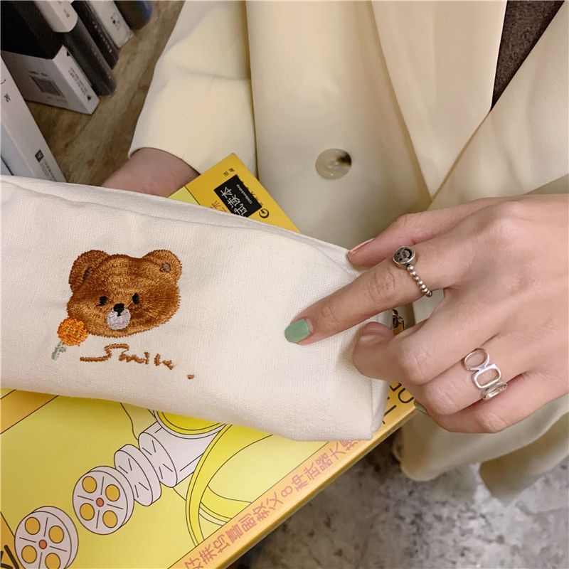 

Pouch Tempat Pensil Tas Kanvas Makeup Dompet Bear Travel Canvas Stationery