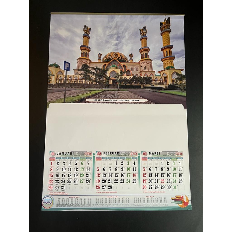 Kalender Dinding Triwulan 2023 Motif Mesjid  indonesia
