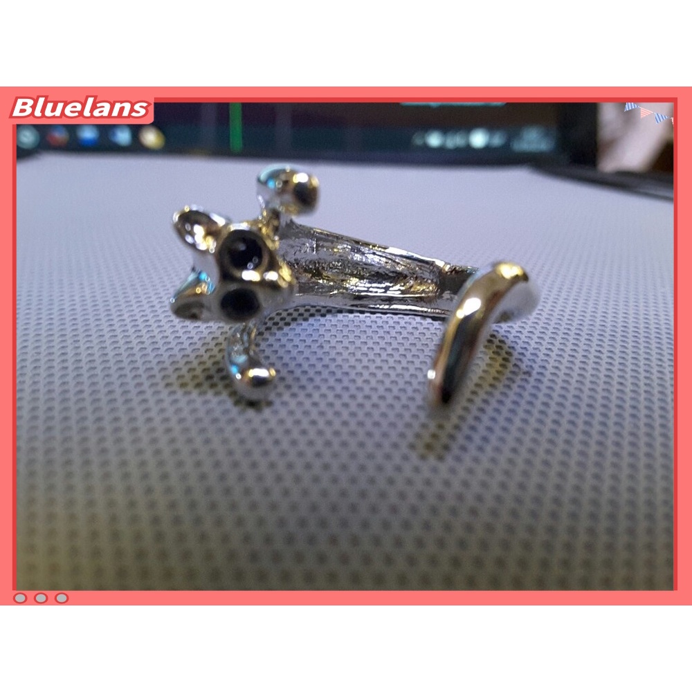 Cincin Model Terbuka Adjustable Bentuk Hewan Kucing Aksen Berlian Imitasi Untuk Wanita