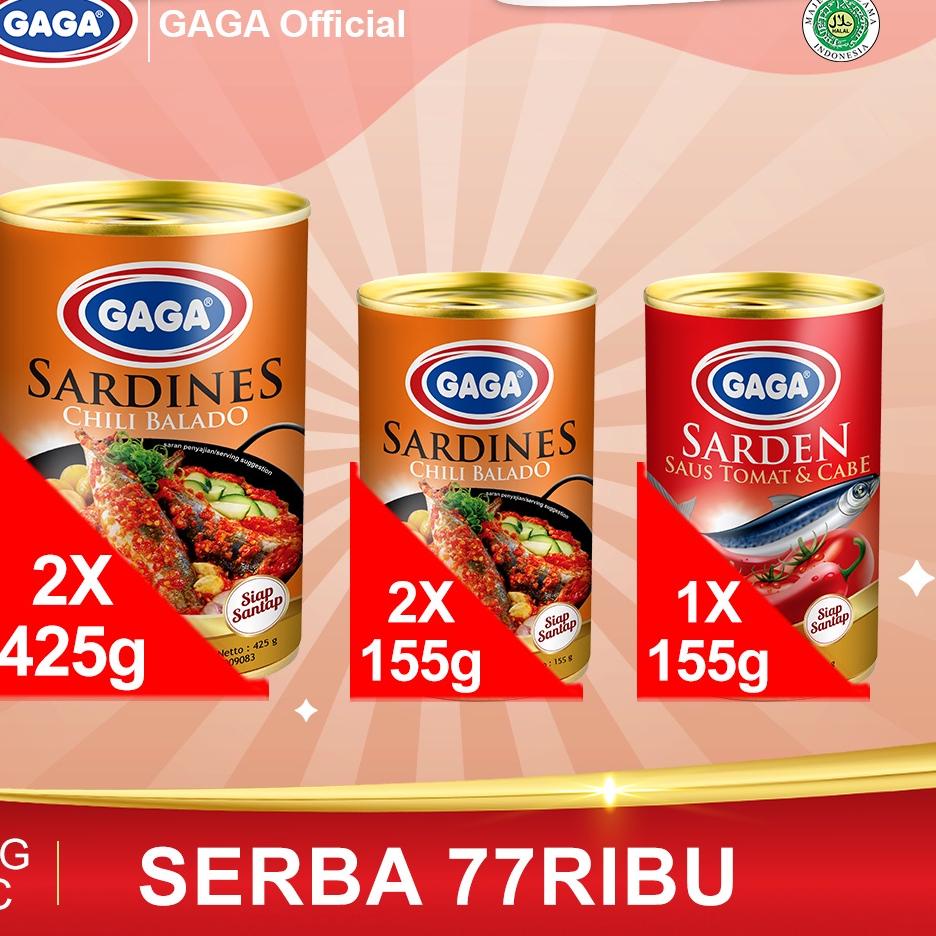 

Sikat Sekarang--Beli 4 pcs Gaga Sarden Balado GRATIS 1 pcs Gaga Sarden Tomato Chilli. (GGC)