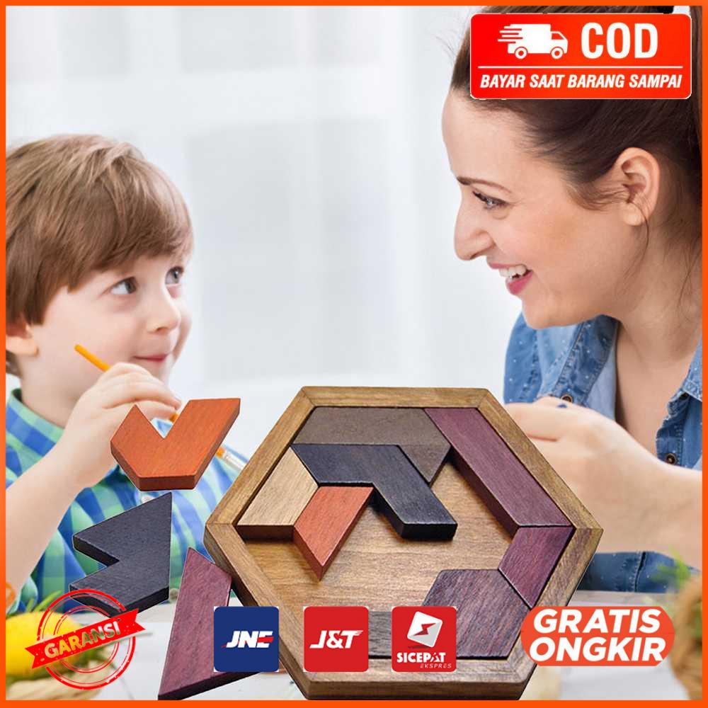 Mainan Anak Hexagonal Wooden Geometric Shape Puzzle JK 780