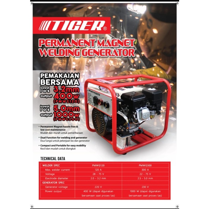Genset Las Generator Las Tiger PMWG 120 PMWG120 Welding Generator