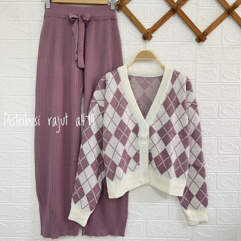 ONESET CARDIGAN KETUPAT SETELAN KULOT WANITA