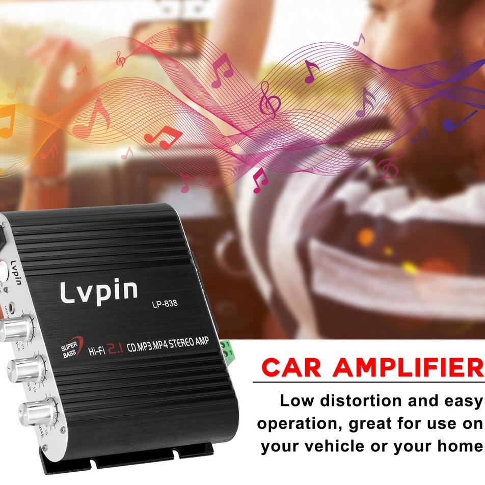 Chekout Ampli Mini HiFi Stereo Power Amplifier Treble Bass Booster 12V 2.1 Channel