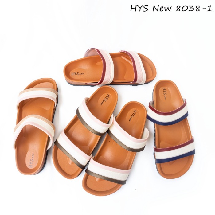 SANDAL WANITA SLOP BAN 2 8038-1 HYS NEW SENDAL SLIP ON KARET JELLY WANITA SIZE 37 – 41 FASHION TERBARU