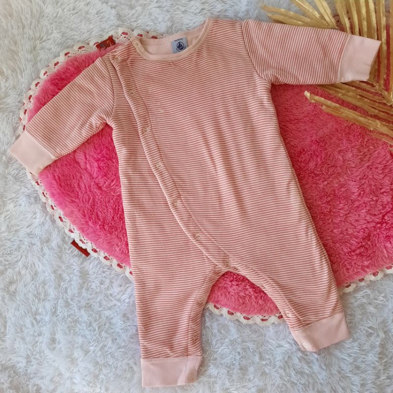 6-12 Bulan Preloved Petit Bateau Long Sleeve Bodysuit Thermal Jumpsuit Winter Anak Original
