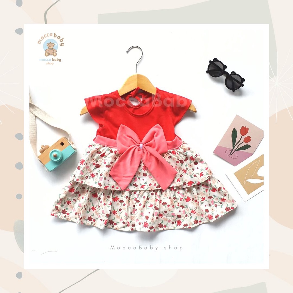 MBSS - (EXCLUSIVE ON MOCCABABY ) Dress Bayi Motif Animal Lucu Baju Bayi Perempuan / QIU2 RIBBON FLOWER