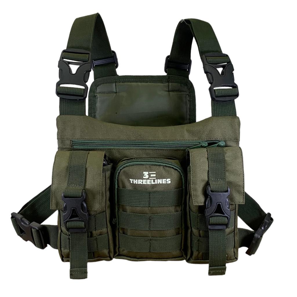 TAS DADA PRIA TACTICAL ORIGINAL THREELINE THREE POCKET GREEN / CHEST RIG BAG THREELINE ORIGINAL / CHEST BAG PREMIUM ORIGINAL