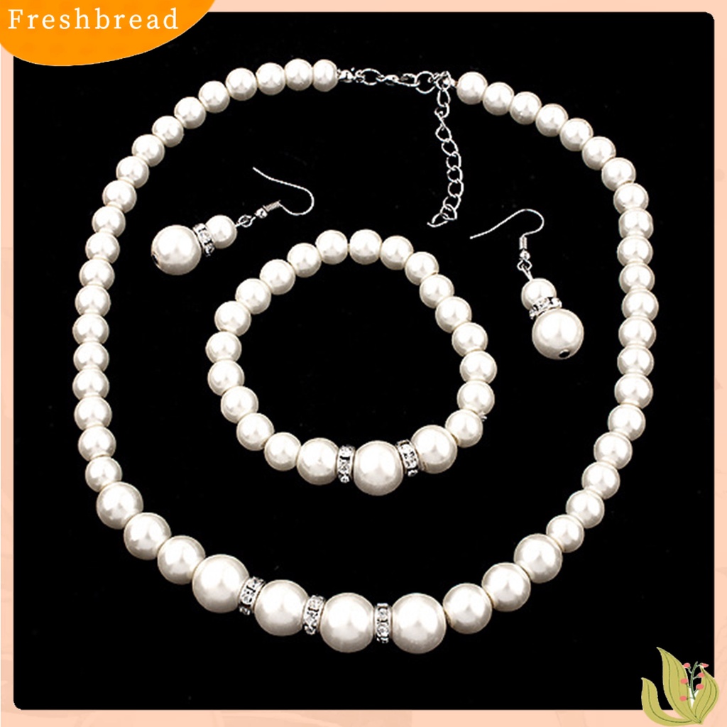 1 Set Perhiasan Kalung Anting Gelang Mutiara Tiruan Untuk Pernikahan