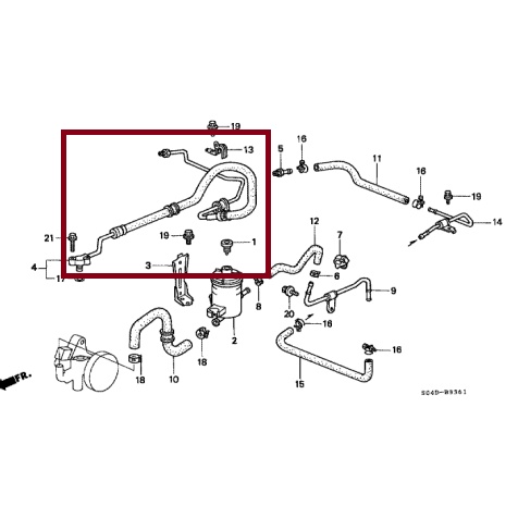 selang slang hight presure power steering civic ferio 1996 1997 1998 1999 2000