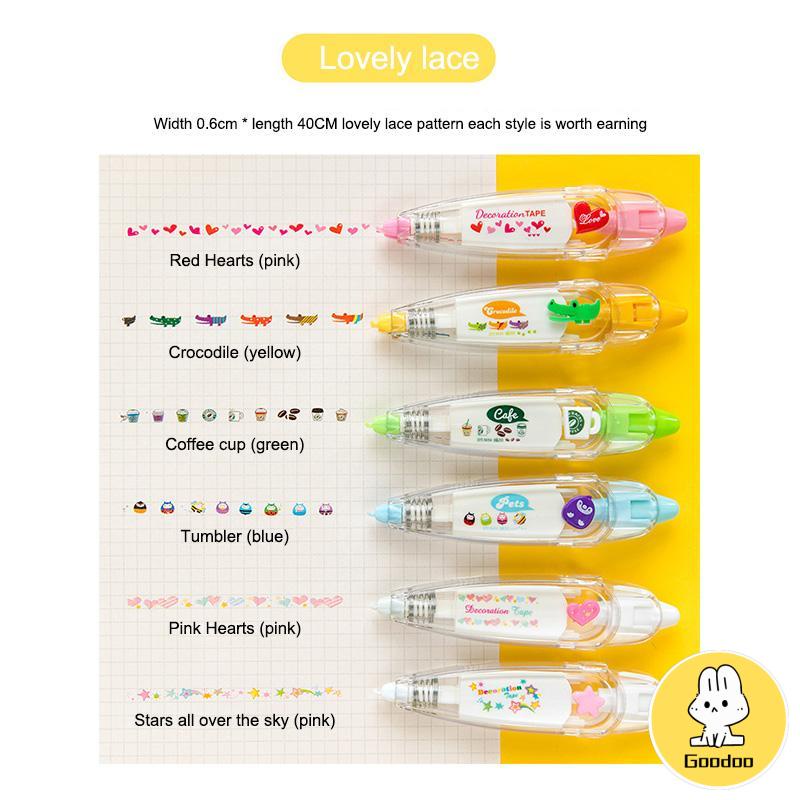 Correction tape karakter lucu/Tipex Roll murah Pola Isi Ulang Siswa Menandai Pita Koreksi Buku Harian DIY -Doo