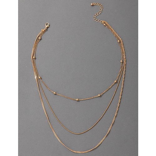 LRC Kalung Wanita Fashion Silver Thin Chain Multi-layer W77201