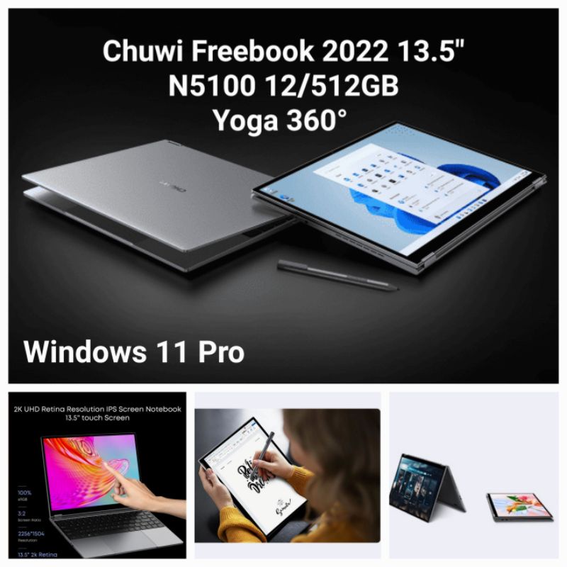 Chuwi Freebook Laptop 2022 N5100 13.5&quot; 12/512GB Yoga 360° Windows 11