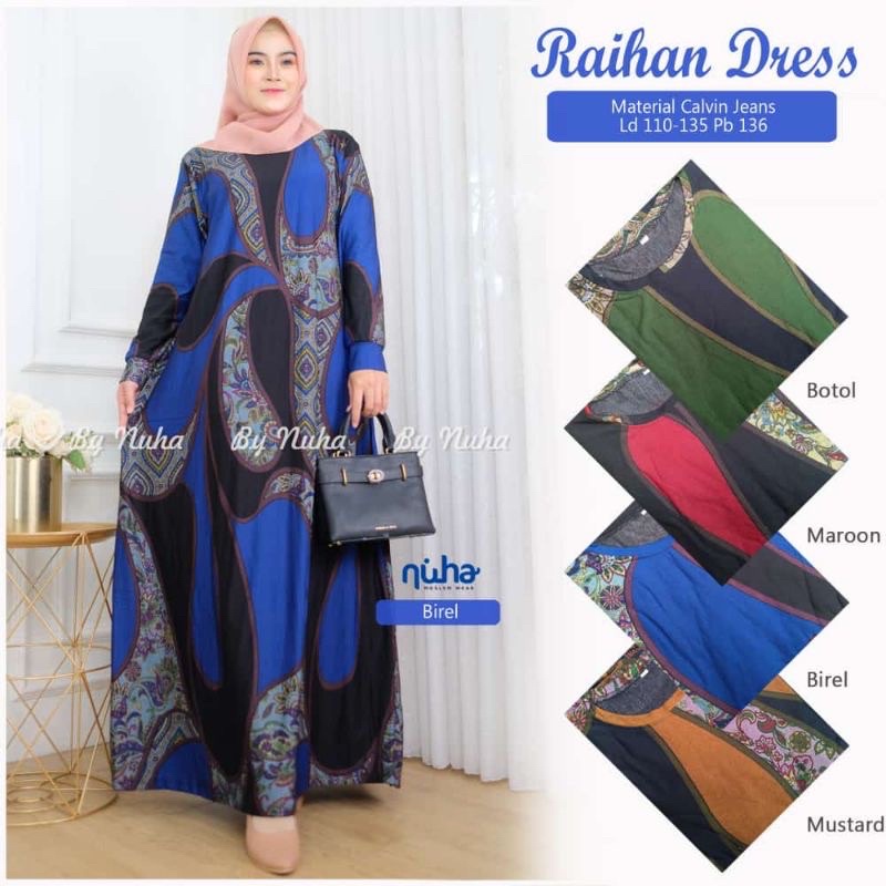 Manora Jumbo Maxy - Gamis Calvin Jeans Terbaru LD110+ Raihan Dress / 023-7017
