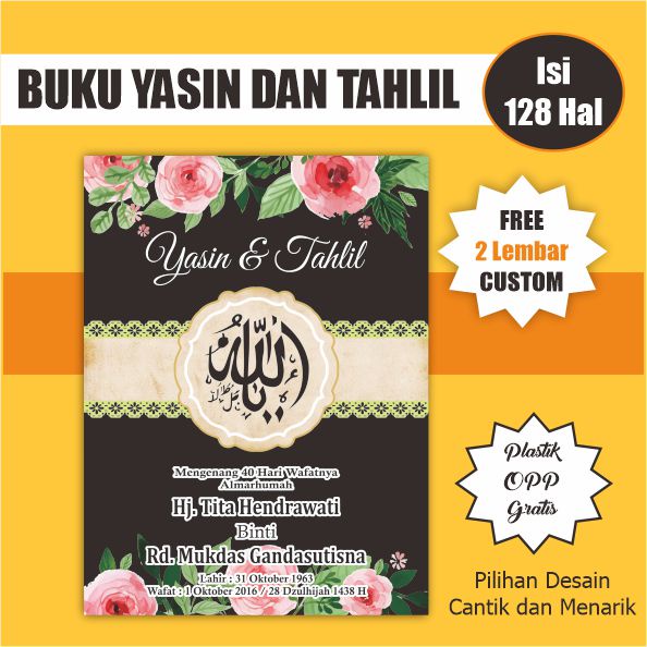 BUKU YASIN DAN TAHLIL MENGENANG 40HARI/100HARI/1TAHUN