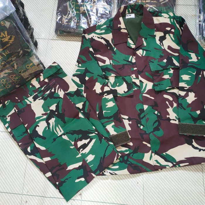 DISKON COD BAJU PDL VELBET / Banju setelan pdl loreng tni bahan velbet