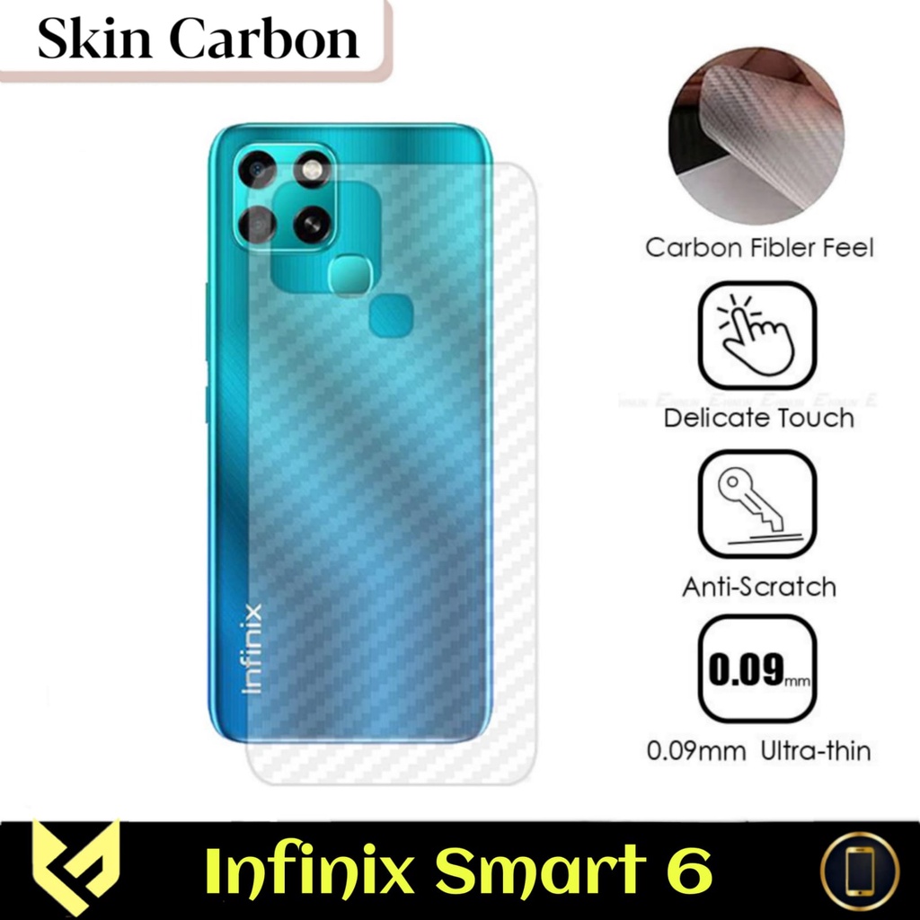 PROMO Garskin Carbon INFINIX SMART 6 Anti Gores Pelindung Belakang HP Design Skin Back 3D