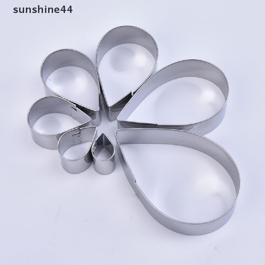 Sunshine 7PCS Cetakan Kue Mousse Bentuk Bunga / Hati Bahan Stainless Steel