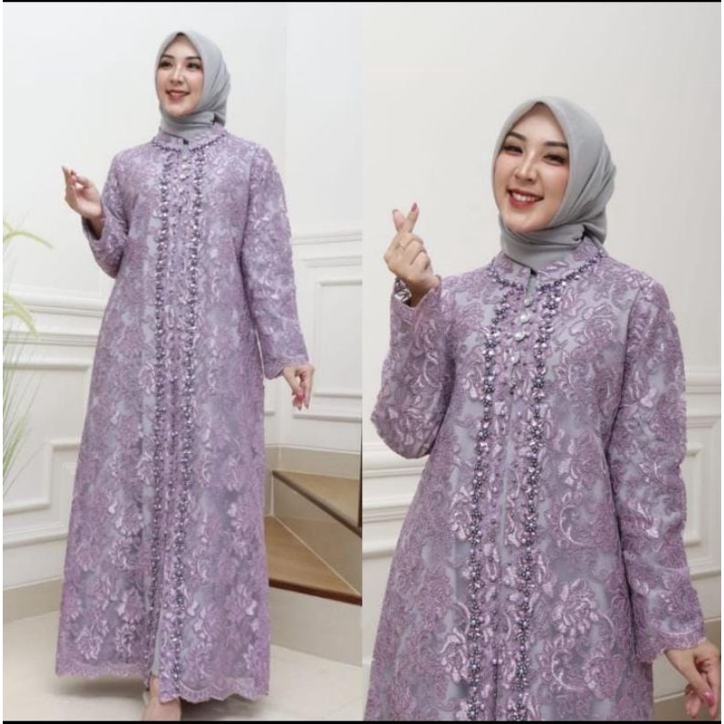 FASHION MUSLIM // GAMIS + CARDIGAN // GAMIS LONG CARDIGAN LEPAS BAHAN FULL TILLE CORNELY MUTIARA MIX DALAMAN BAHAN SAKURA // By Bura
