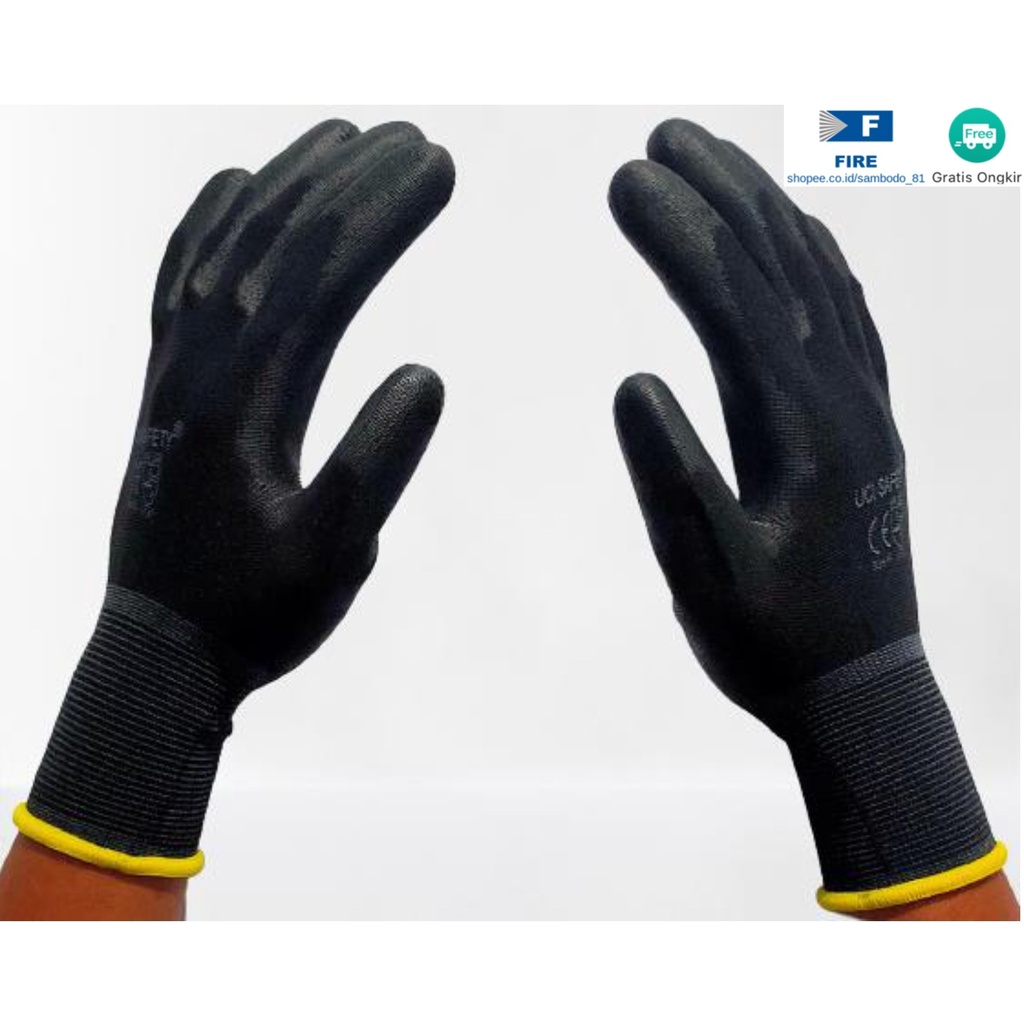 Sarung Tangan Palmfit Safety Gloves Security Dilapisi Karet Industri Pabrik Uci Safety Motor Bengkel otomotif Bagunan Coating Karet Pengaman kerja Packing PU Statis Multitask Karet