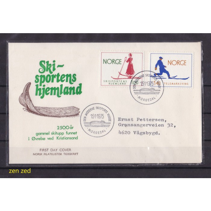 

A130 Prangko FDC SHP Norwegia 1975 Skiing 1 Pcs