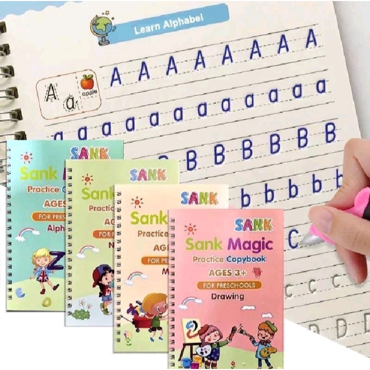 Set Magic Practice Book / Sank Magic Book / Belajar Alfabet Lukisan Aritmatika Matematika Anak Tulisan Tangan Praktek