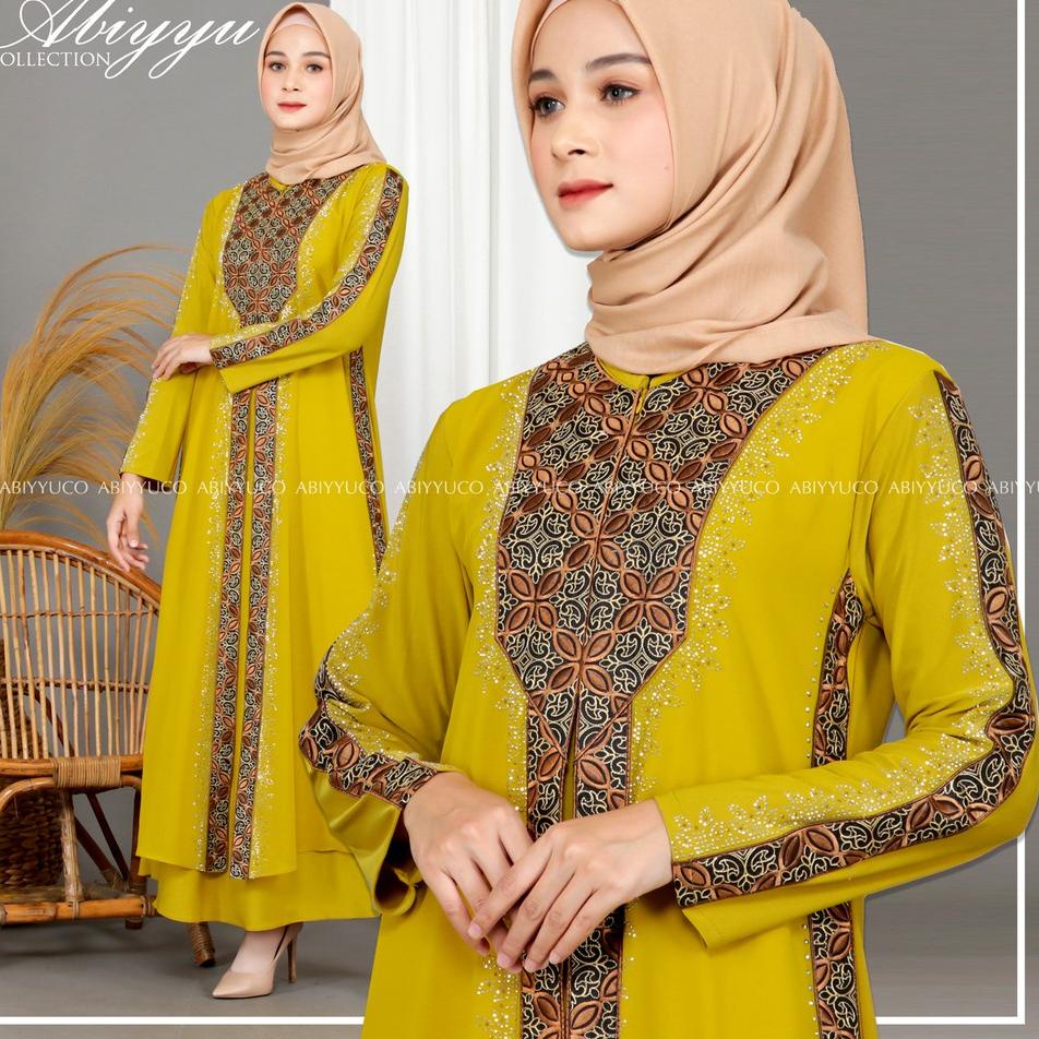 Abiyyuco GL1042 | Gamis Abaya Turkey Busui Hitam dan Warna / Restleting Depan / Busana Muslimah Sera