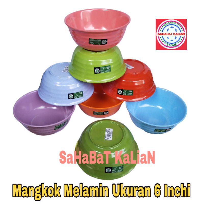 (6 Mangkok) Mangkok Melamin Golden Flying Fish W0601 Ukuran 6 Inch