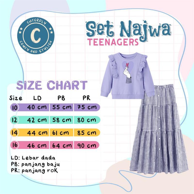 set kaos dan rok/set najwa teenager/rok cantik/rok dewasa