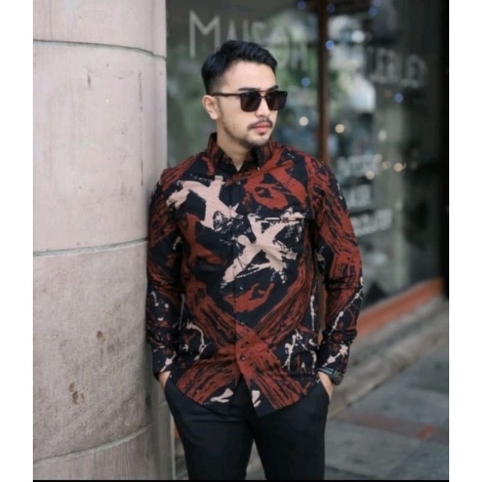 Kemeja Batik Slimfit Pria Lengan Panjang Katun Lapis Furing Original Asli Batik Solo Prabuseno Print