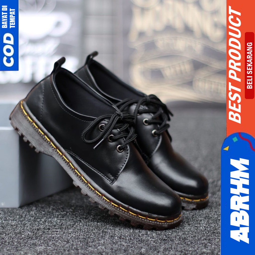 Sepatu Docmart Formal Low Boots Pantofel Hitam Wanita Abrhm Jumi