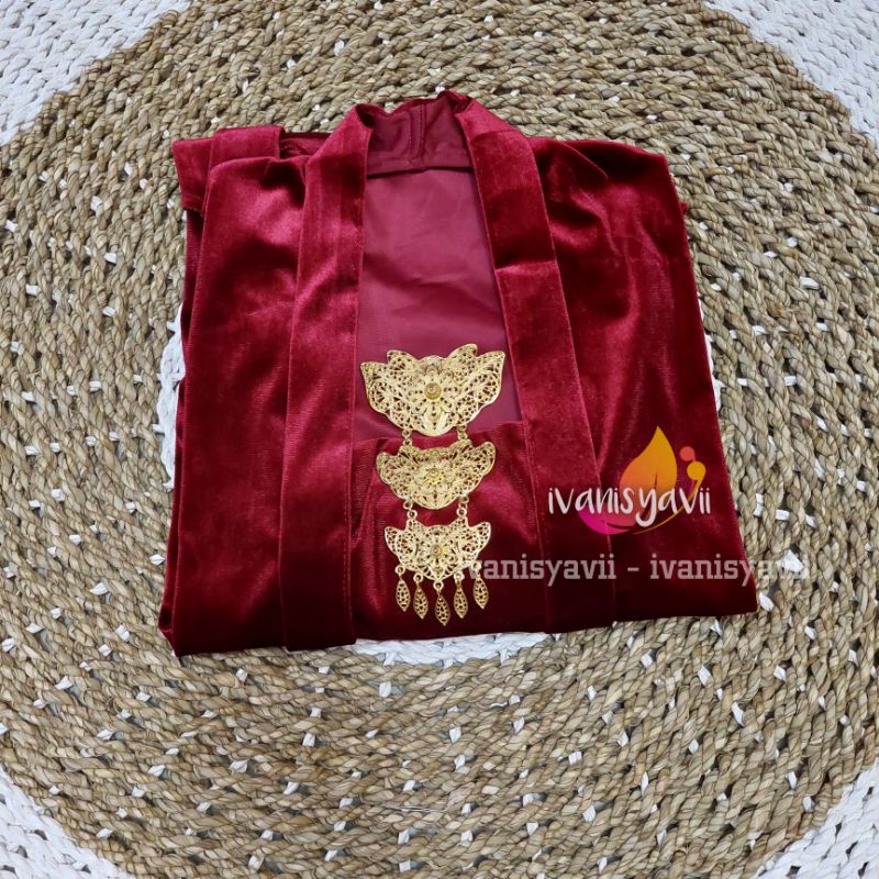 [1 Set] Beskap Hewes + Kebaya / Warna Maroon || Atasan Baju Prewedding