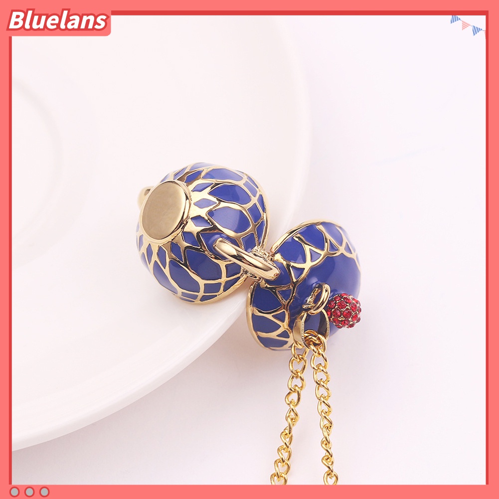 Kalung Rantai Panjang Liontin Teko Teh Aksen Berlian Imitasi Untuk Wanita