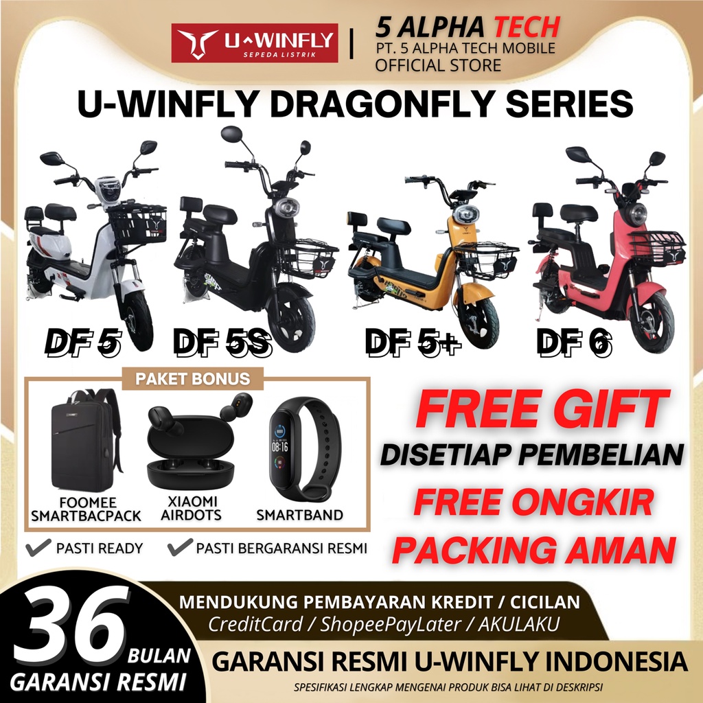 SEPEDA LISTRIK UWINFLY DRAGONFLY SERIES SELIS U WINFLY DRAGON FLY SERIES GARANSI RESMI