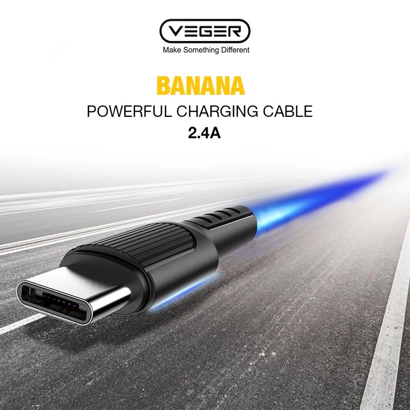 KABEL DATA VEGER BANANA TIPE C USB SUPPORT QUALCOMM 3.0