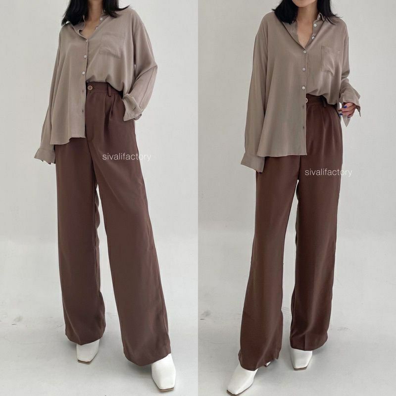 HIGHWAIST LOOSE PANTS CRINGKLE | HIGHWAIST KULOT LOOSE