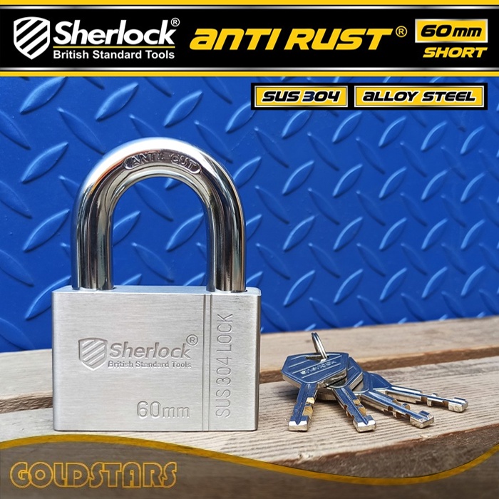 Gembok ANTI RUST 60 mm Pendek Sherlock Stainless Steel 304 anti karat