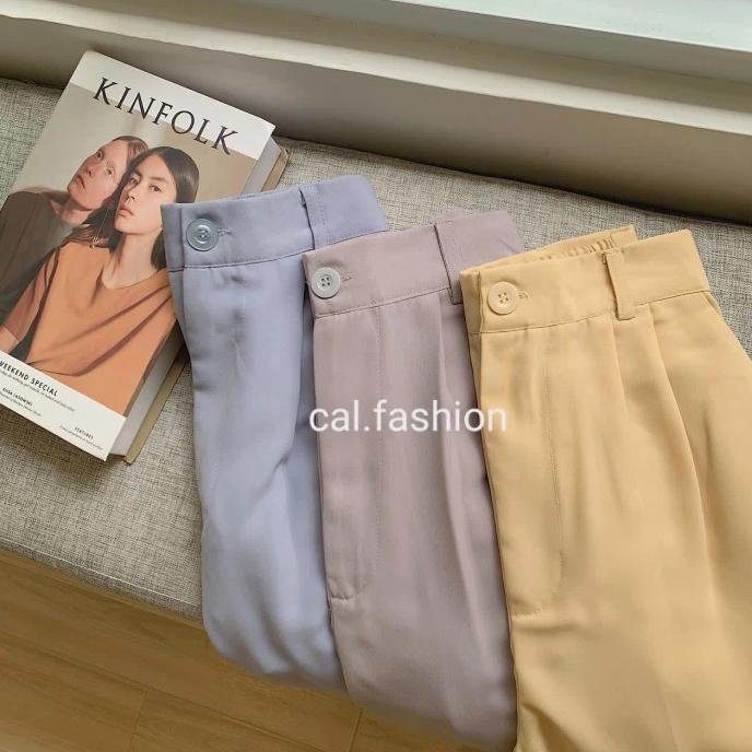Bisa COD Loose Pants 332 by Cal Fashion Bahan Polyester Warna Lilac Termurah