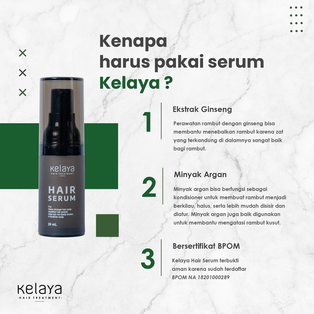 KELAYA Hair Treatment Shampo250ML/Treatment Minyak Kemiri50ML/Hair Serum20ML