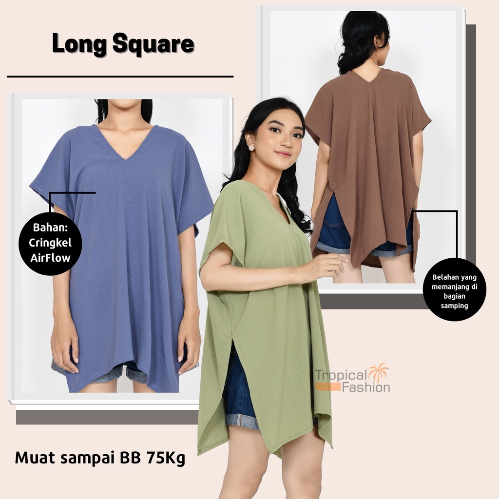 Long Square Airflow Atasan Wanita Termurah Kekinian