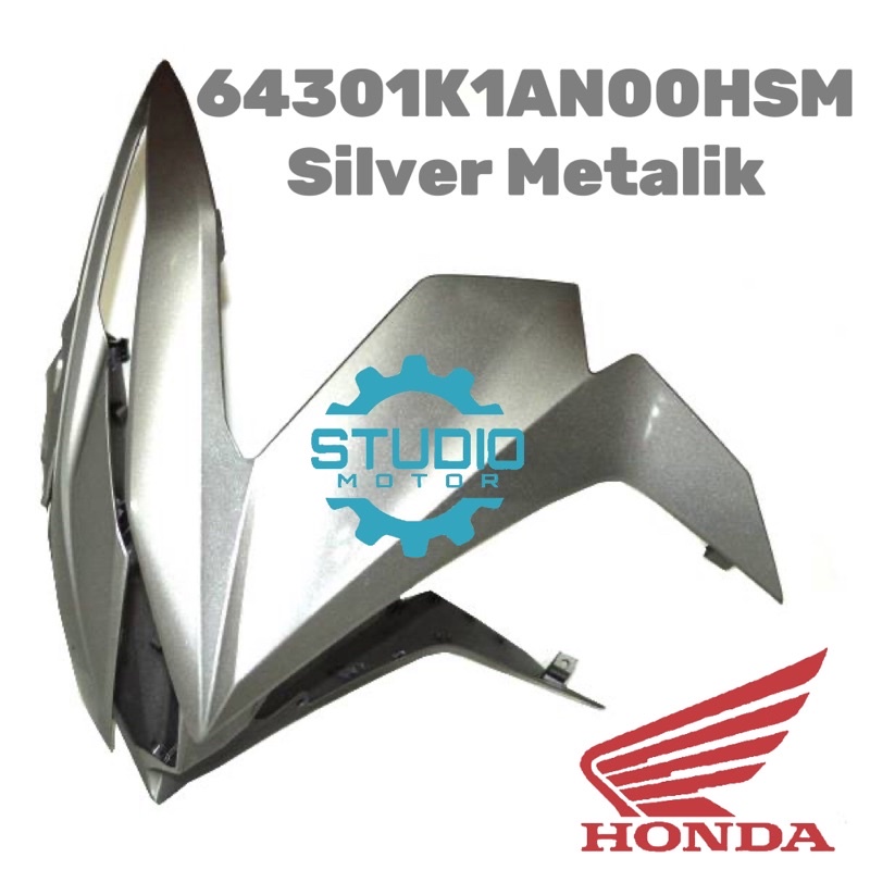 64301K1AN00 Panel Depan Besar Cover Tameng Kap Depan Cover Silver Metalik Silver Doff Honda Beat Led Beat street Deluxe K1A 64301K1AN00HSM 64301K1AN00HSM