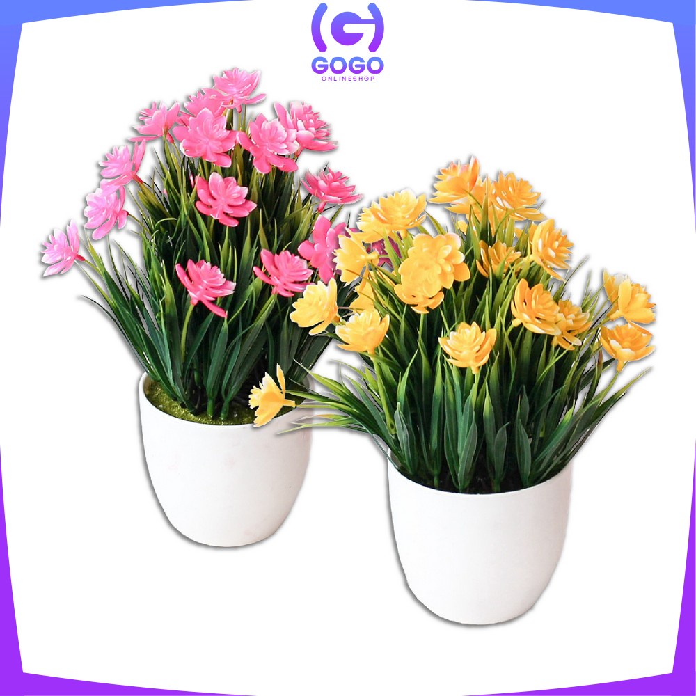 GOGO-C35-37 Ornamen Pot Bonsai Pajangan Dekorasi Rumah Tanaman Bunga Hias Plastik Artificial Flower