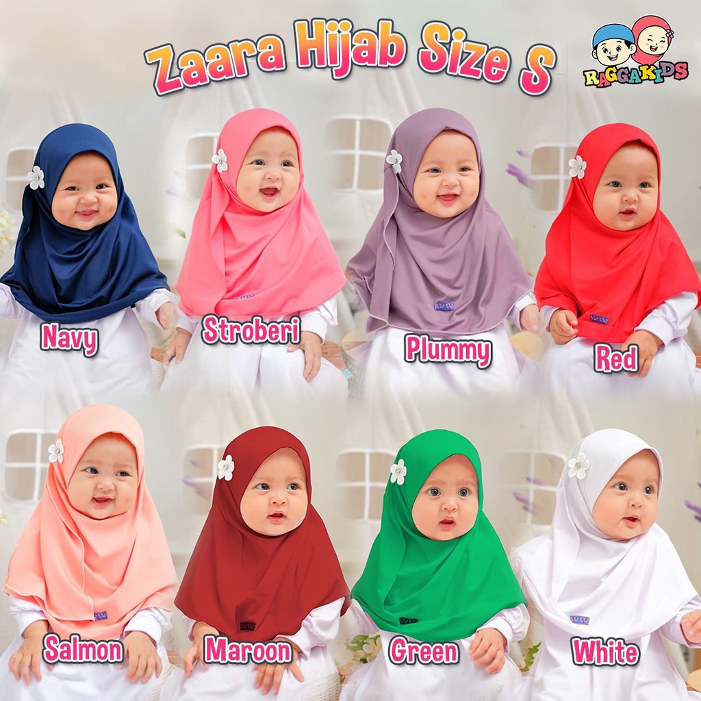 Jilbab Khimar Pashmina Instan Hijab Anak Seragam Sekolah Mengaji  Bayi Remaja 1-13 tahun Khimar Bergo Pastan Zaara Hijab