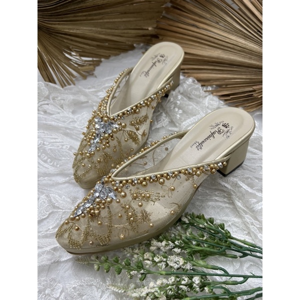 sepatu wanita alena gold 5cm tahu