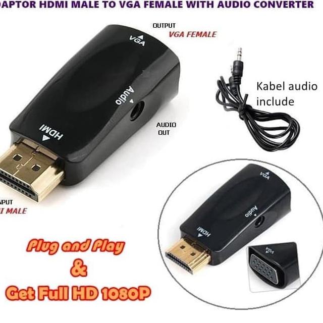 Jual Harga Terbaik converter hdmi to vga with port audio 1080P FullHD