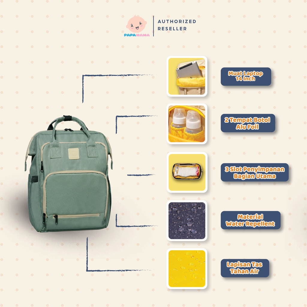 Papamama Clio Cake Series 1007 - Water Repellent Backpack Diaper Bag Tas Perlengkapan Bayi