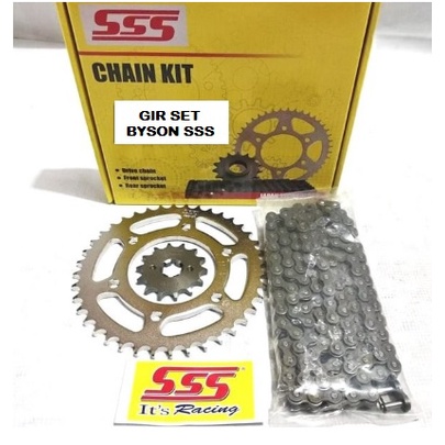 gear ger gir set gearset original sss 428 chain kit Byson rantai hitam